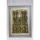 Framed & glazed Print of an Abbey, pencil signed to margin & numbered 69/220, image approx 54 x 36.