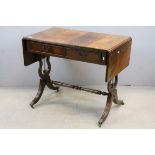 Reproduction Regency Mahogany Effect Sofa Table, 91cms wide (flaps down) x 73cms high