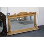 19th century Pine Overmantle Mirror, 104cms x 65cms