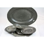 Collection of antique pewter plates