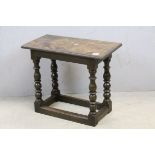 Antique oak coffin stool