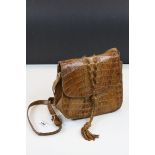 Mid 20th century crocodile skin handbag