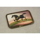 Painted ceramic panel of a black horse