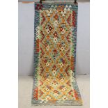 Hand Knotted Vegetable Dye Wool Chobi Kilim Runner, 192cms x 62cms