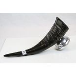 Art Deco ' Horn ' Wall Pocket held on a Chrome Circular Bracket, 44cms high