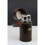 Grants's Scotch Whiskey Three Glass Whiskey Flask Set contained within a Circular Leather Case
