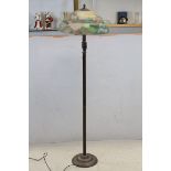 Bronzed effect standard lamp with painted glass shade