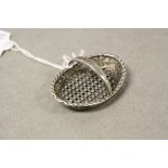 Silver miniature woven basket