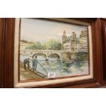 Nikol, an Impressionistic view on canvas, Fishermen on the Seine, Paris