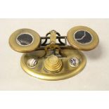 19th Century set of Brass Letter scales with banded Agate decoration & weights, maker marked "