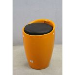 Mid 20th century / Retro Orange Plastic Stool with Padded Black Seat