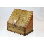 Large 19th Century Walnut veneer Stationary box with fitted interior & integral drawer, measures