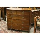 Early 19th century mahogany bow front chest of 2 short over 3 long drawers on bracket feet