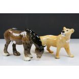 Beswick ceramic model of a Lioness & another of a Shire Horse