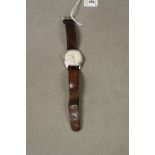 Gents Stainless Steel Tudor Oyster Wristwatch with vintage Leather strap, lacks winding stem &