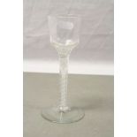 18/19th Century drinking Glass with double Air Twist stem and rough pontil to the base, stands