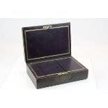 Purple Leather covered Document box with fitted interior & wood lining and "Bramah" lock, retailed