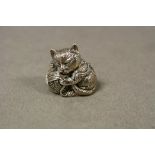 Silver cat figure paperweight