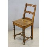 19th century Fruitwood Small Chair with Solid Seat and Shaped Cross-Stretcher