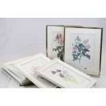 Selection of floral framed prints, two after J Redoute (8)