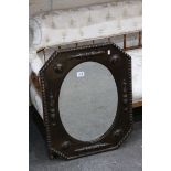 Art Deco bevelled edge oak wall mirror
