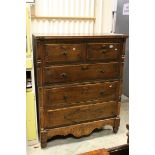 Hardwood Chest on Chest comprising Two Short Drawers over Three Long Drawers with Carved Columns and