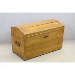 Victorian Domed Top Blanket Box with Iron Carrying Handles, with candle tray to interior, 86cms long