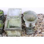 Pair of Reconstituted Square Garden Planters, 35cms wide x 27cms high together with Two further