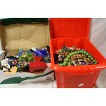 Two boxes of mixed costume jewellery