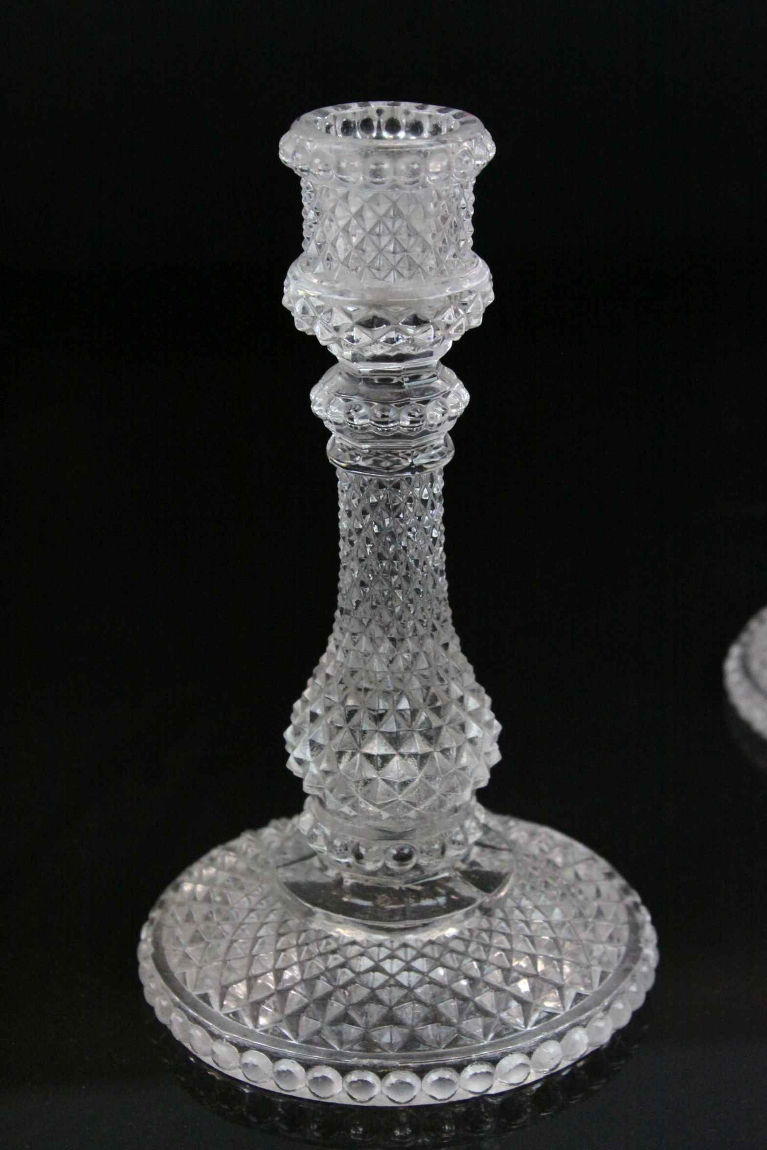 Pair of Baccarat Hobnail Glass Candlesticks, 18cms high - Image 2 of 6