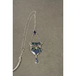 Silver and enamel Norwegian style pendant necklace