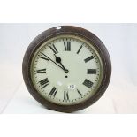 Single train Fusee School or Station Clock with Mahogany case & painted dial, approx 47cm diameter
