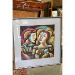 Signed oil painting portrain of Masquerade Figures