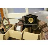 Two boxes of wall clocks, bracket clocks etc, mainly for repair
