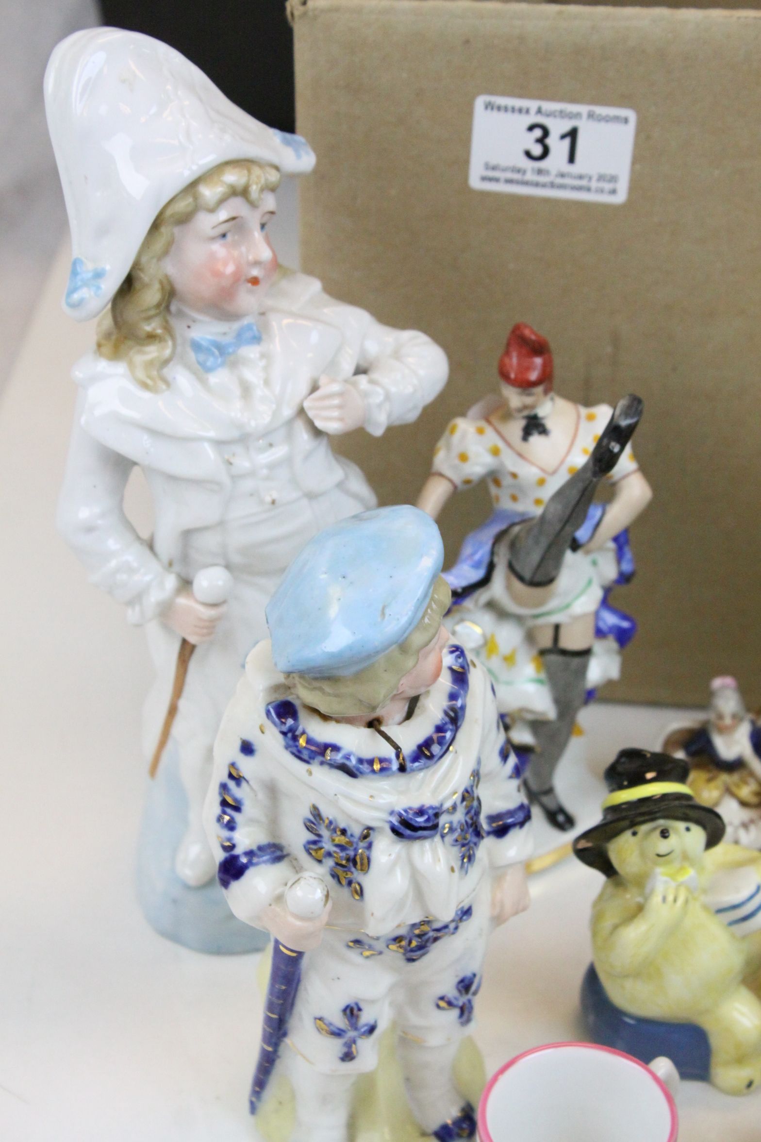 Box of mixed vintage ceramics to include; nodding type Figurines, Hummels, Novelty teapot etc - Image 2 of 6