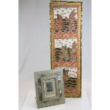 A box framed Indian watercolour of two figures at prayer, together with a Japanese tryptic