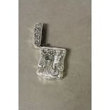 Silver plated vesta case with Art Nouveau style embossed decoration