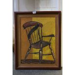 Oil on board 1967 A still life study entitled " Grandfather chair" with Piccadilly Gallery Label