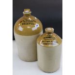 An antique stoneware flagon titled W B Peck & Co Broad Street Bristol, together with a similar