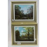 After George Horne, pair of contemporary oil on boards, New Forest scenes