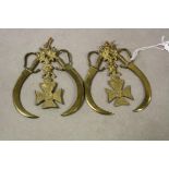 Pair of Brass wall hanging Key hooks with Military theme for "The Kings Royal Rifle Corps", each