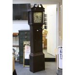 Georgian Oak Longcase Clock with Painted Face (glass broken to hood door and in need of