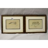 Pair of framed & glazed Cecil Aldin prints of Dogs, image size approx 12.5 x 19cm