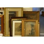 Six vintage framed & glazed Prints & Pictures to include a hand coloured Engraving of "The South