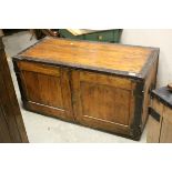 Industrial Style Pine and Iron Bound Low Cabinet, the two doors opening to reveal a shelf, with Iron