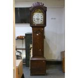 19th century Oak 8 Day Longcase Clock, with painted face, seconds dial and date aperture (for