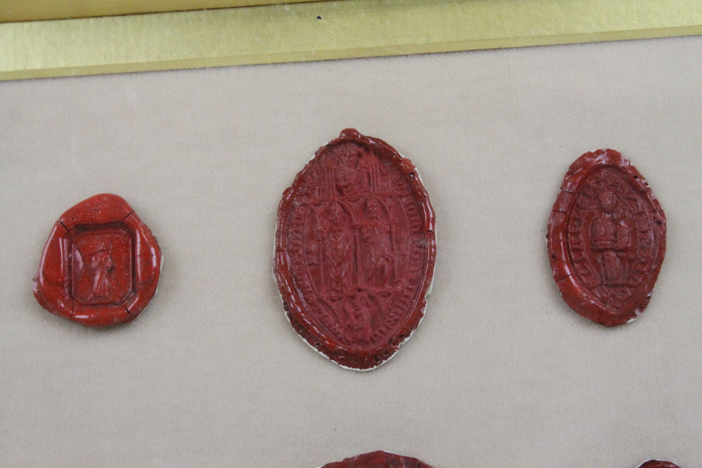 Framed and glazed set of 19th century wax seals - Image 6 of 6