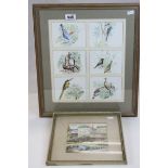 Alan White watercolour depicting Newlyn plus Set of six framed prints of the Birds of Tabago