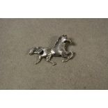 Silver galloping horse brooch