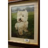 Signed oil on board, a study of a West Highland Terrier